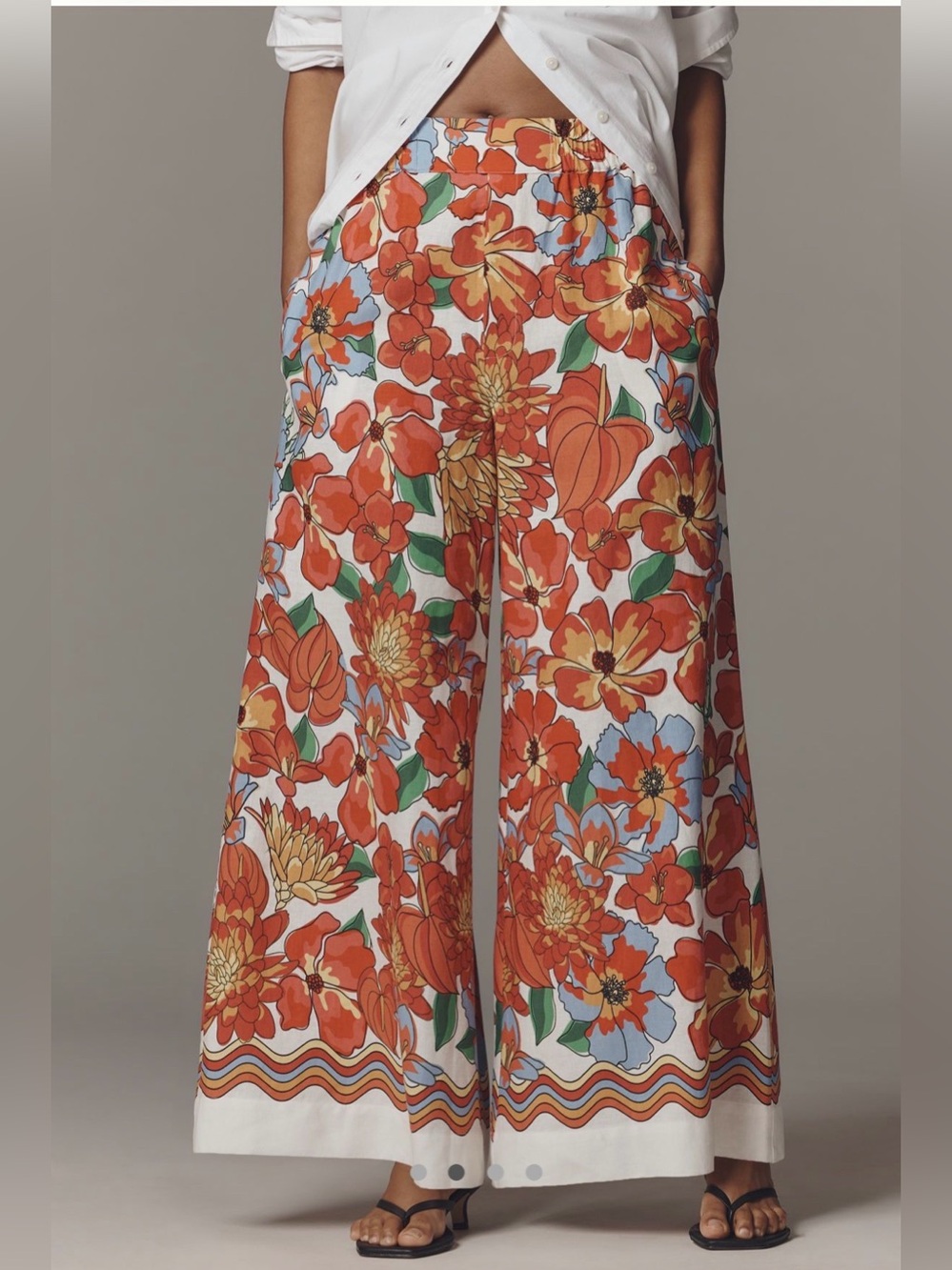 NWT retail $98 size S #Anthropologie,#Farmrio vibrant tropical wide leg pants.